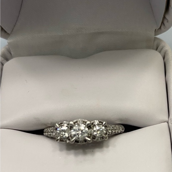 Kay Jewelers Jewelry - Kay Jewelers 3 stone diamond white gold ring !